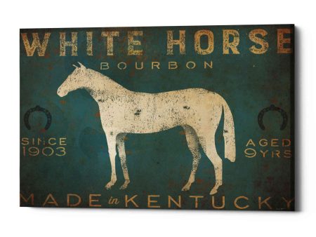 White Horse with Words Blue  by Ryan Fowler, Canvas Wall Art For Discount