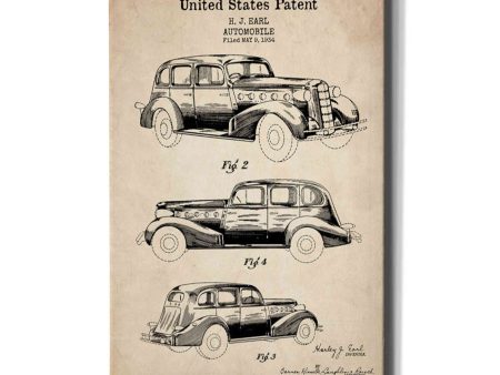 Luxury Automobile Blueprint Patent Parchment  Canvas Wall Art Supply