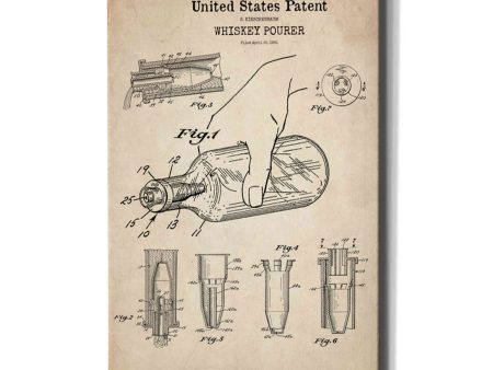 Whiskey Pourer Blueprint Patent Parchment  Canvas Wall Art Online Hot Sale