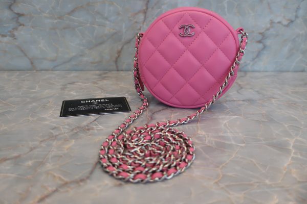 CHANEL シャネル マトラッセラウンドチェーンショルダーバッグ ラムスキン ピンク シルバー金具 ショルダーバッグ 600040002 For Cheap