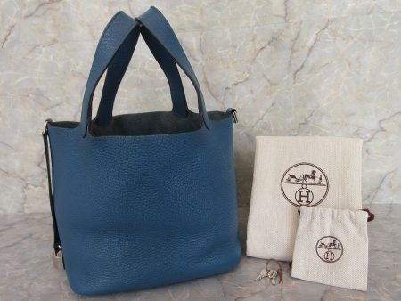 HERMES／エルメス ピコタンロックＭＭ トリヨンクレマンス ブルータラサ □R刻印 ハンドバッグ 600120236 Fashion