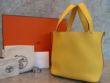 HERMES／エルメス ピコタンロックＭＭ トリヨンクレマンス ジョーヌナプル D刻印 ハンドバッグ 600120072 Fashion