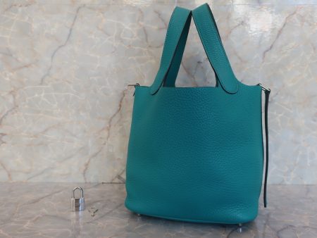 HERMES／エルメス ピコタンロックＰＭ トリヨンクレマンス ブルーパオン X刻印 ハンドバッグ 600100217 on Sale